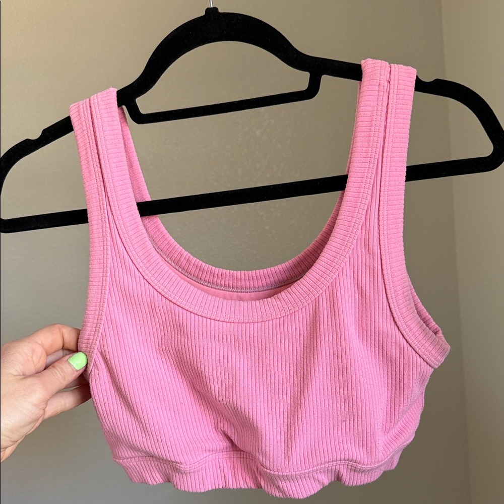 ALO Yoga Pink Ribbed Bra (M)